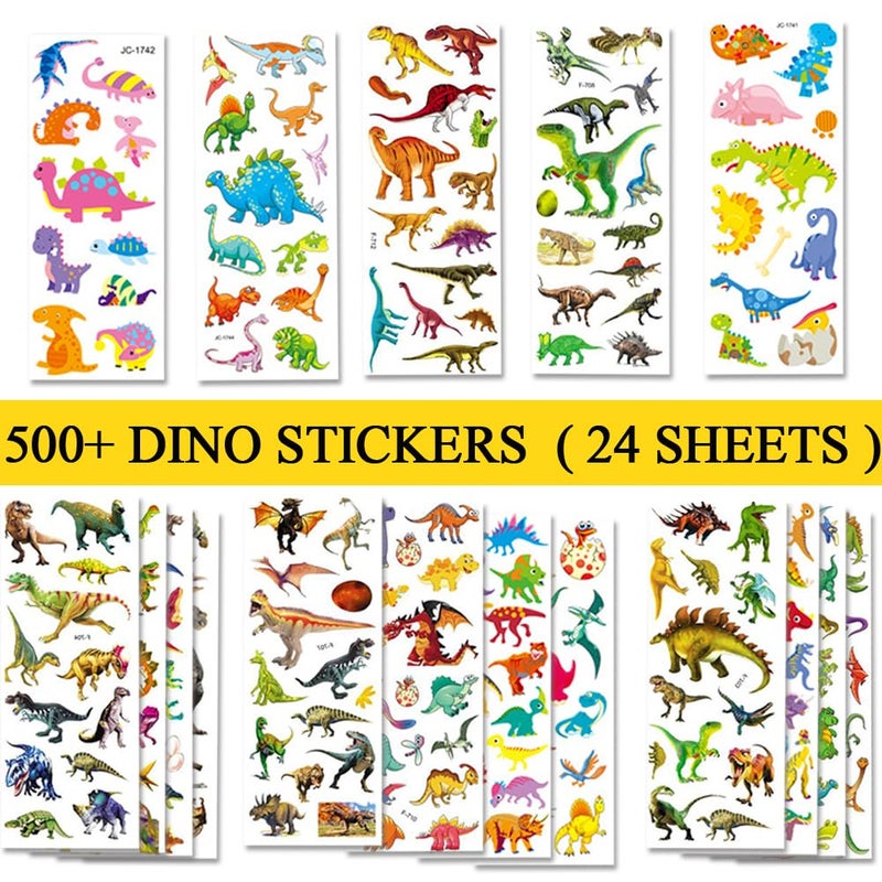 BEESTECH 24 Sheets Dinosaur Stickers 450+ for Kids Boys Girls Toddlers, Teacher Reward Stickers, Potty Chart Training, Dinosaur Party Favor Supplies, Goody Bag Stuffersï¼ŒPinata Filler - Image 1